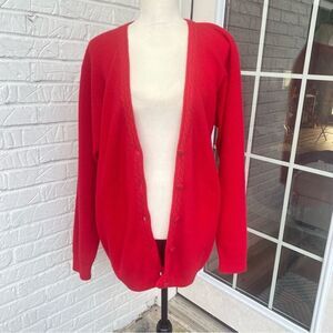 Vintage Imago Red Oversized Wool Blend Cardigan Angora Sweater Medium Cardigan